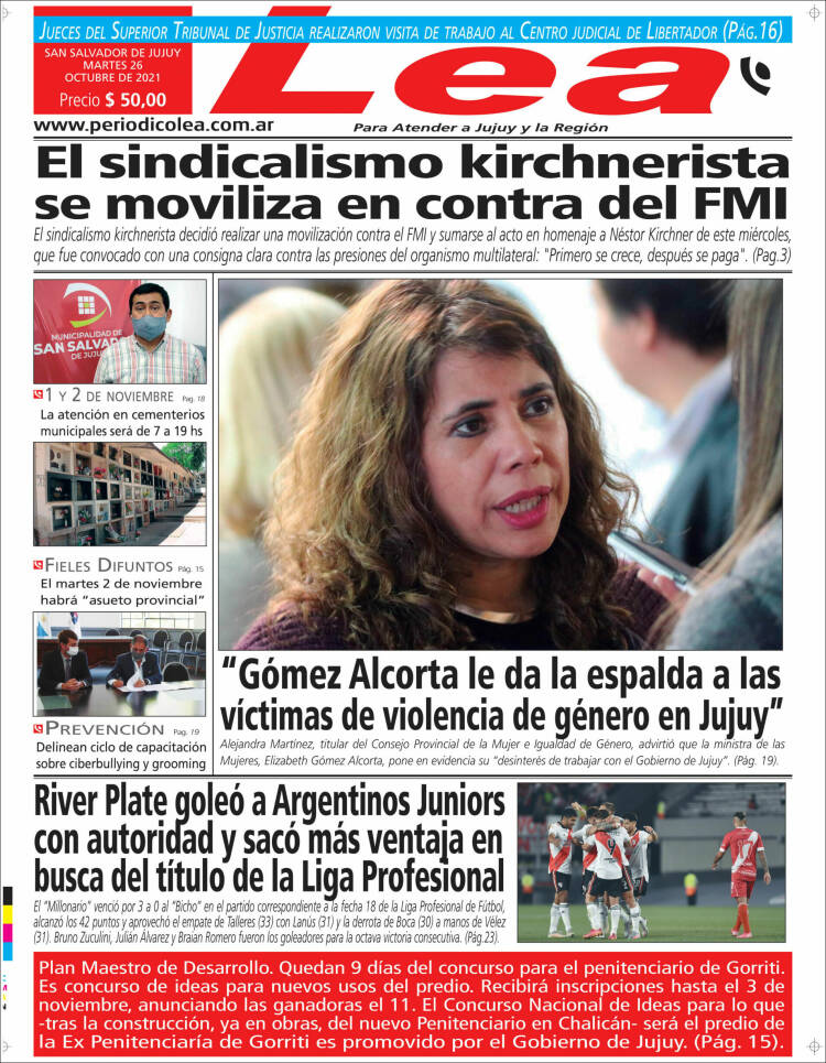 Portada de Periódico Lea (Argentina)