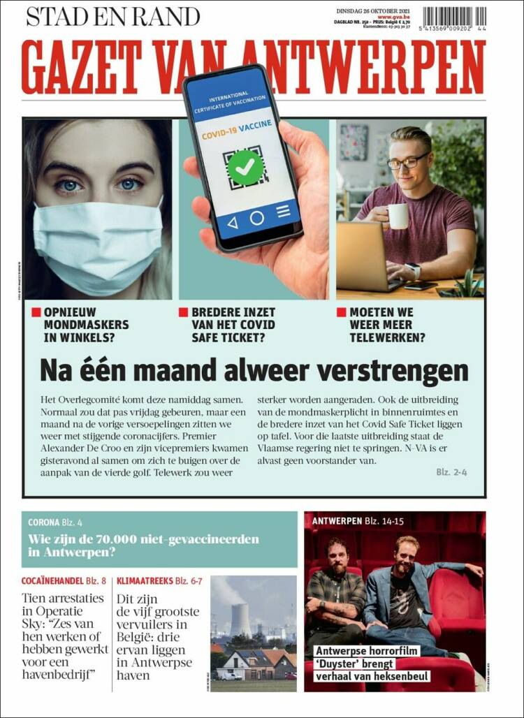 Portada de Gazet van Antwerpen (B&eacute;lgica)