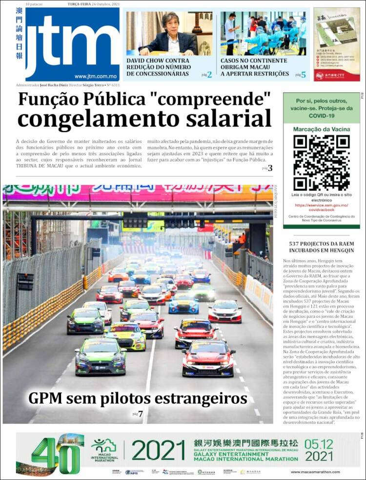 Portada de Jornal Tribuna de Macau (China)