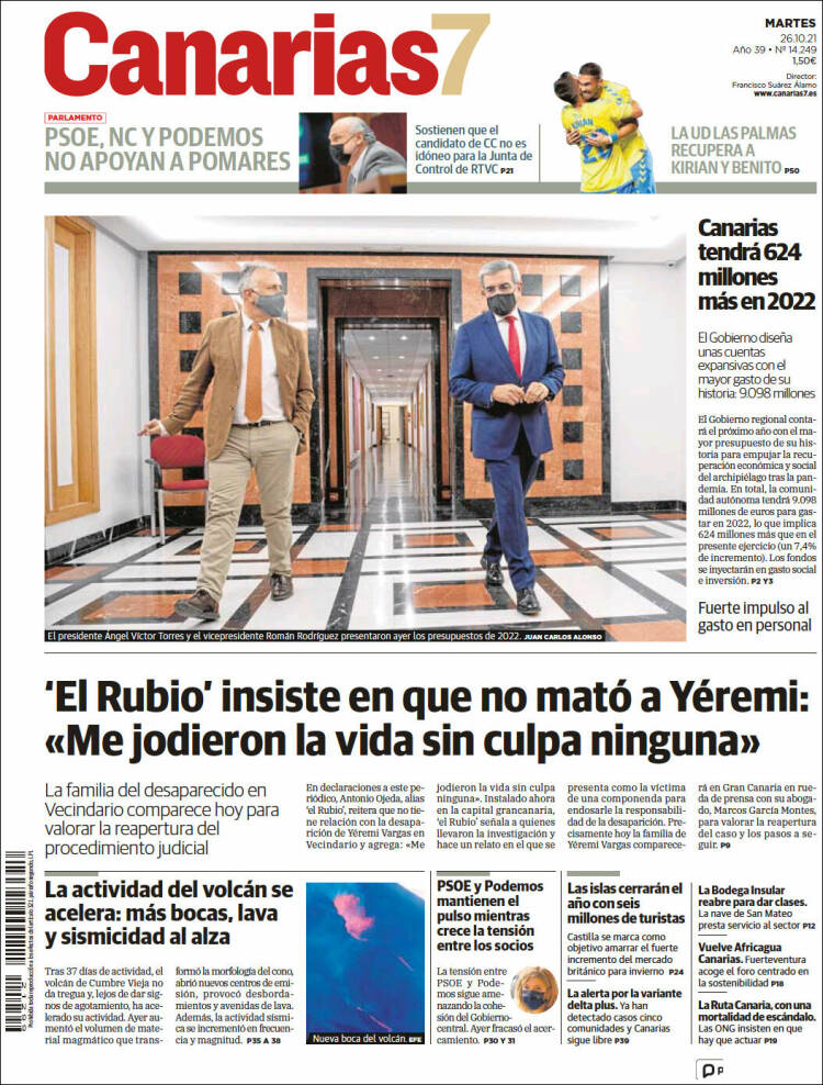 Portada de Canarias 7 (España)