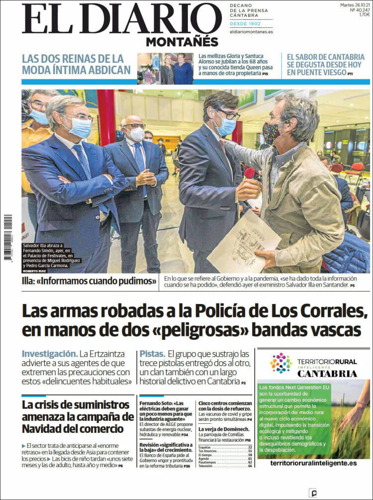 Portada de El Diario Montañés (España)