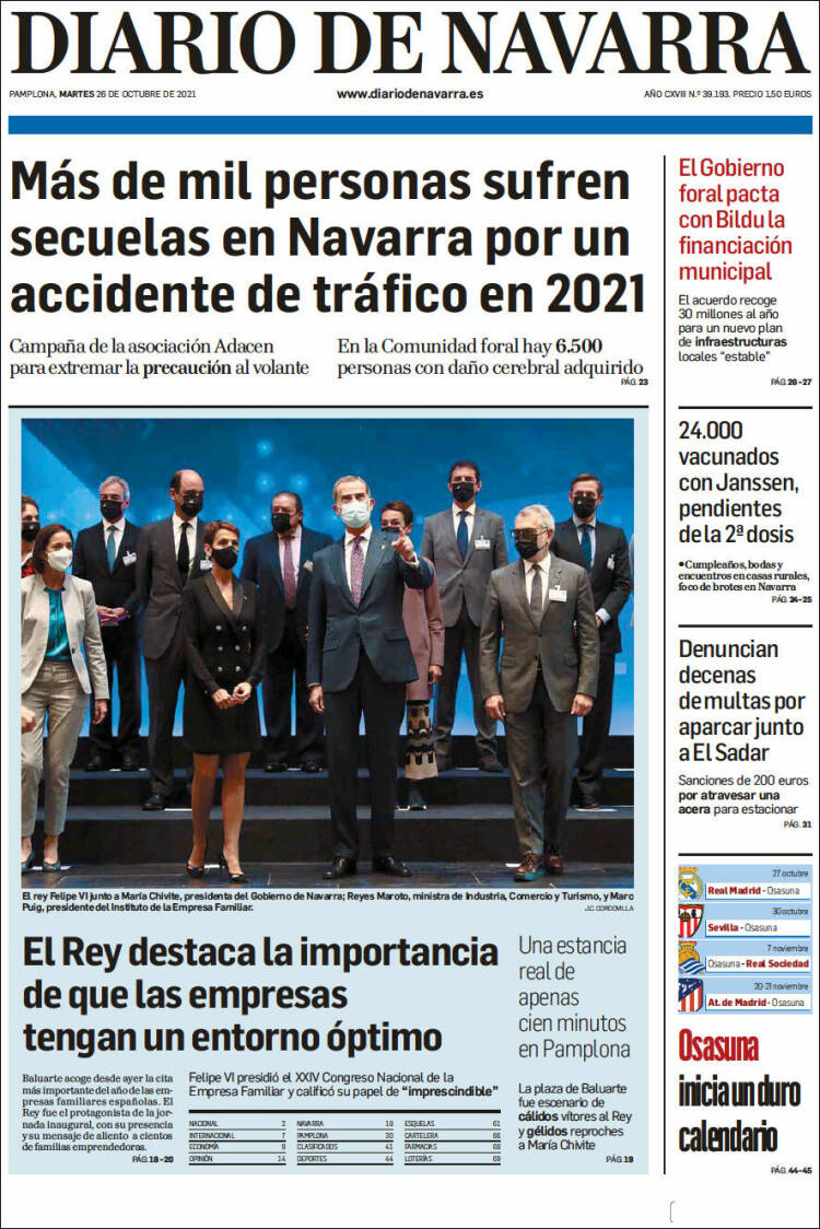 Portada de Diario de Navarra (España)