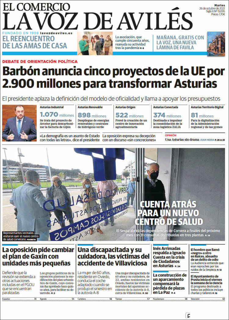 Portada de El Comercio - Avilés (España)