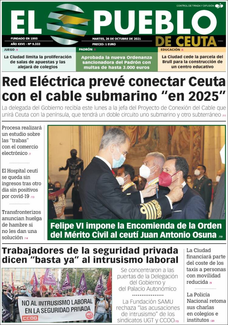 Portada de El Pueblo de Ceuta (España)