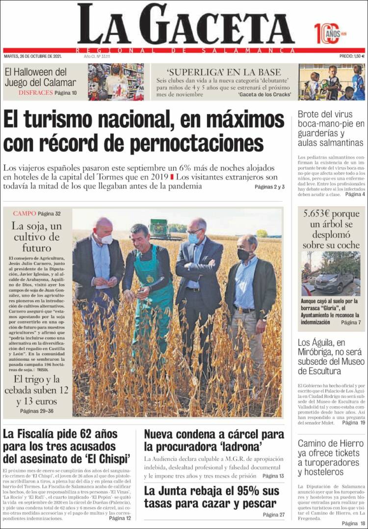 Portada de La Gaceta de Salamanca (España)