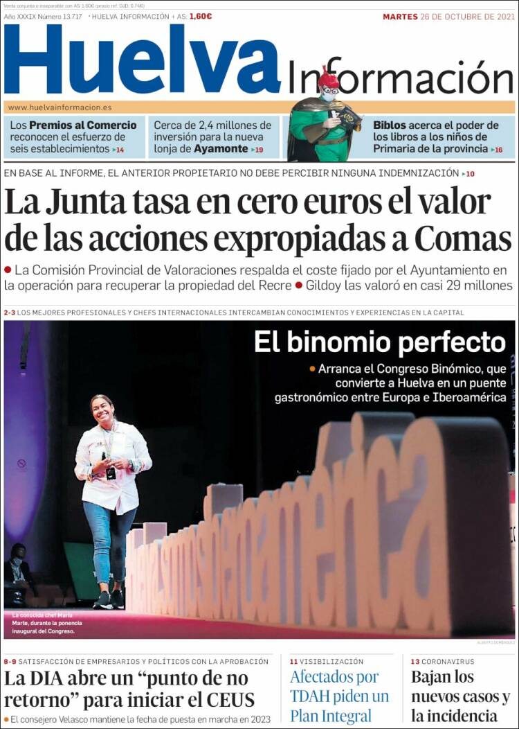 Portada de Huelva Información (España)