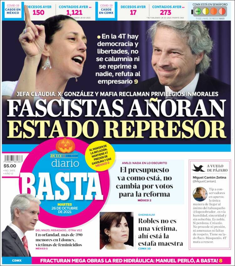 Portada de Diario Basta (México)