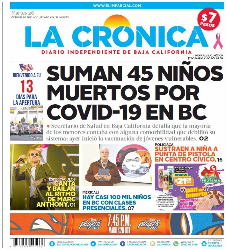 Portada de La Crónica de Baja California (México)