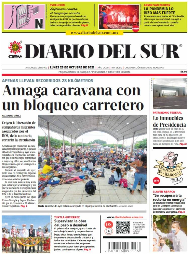 Portada de El Diario del Sur (México)