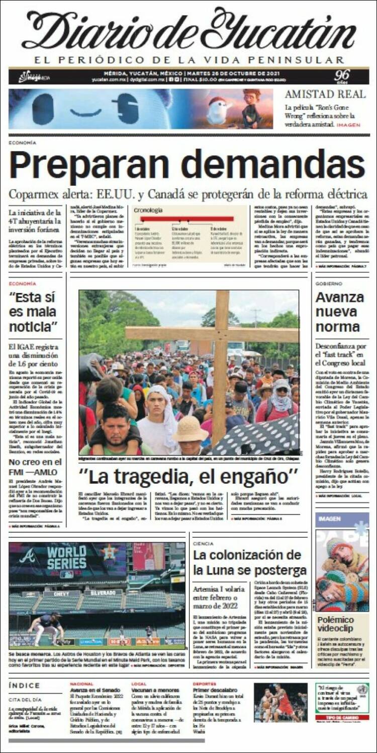 Portada de Diario de Yucatán (México)