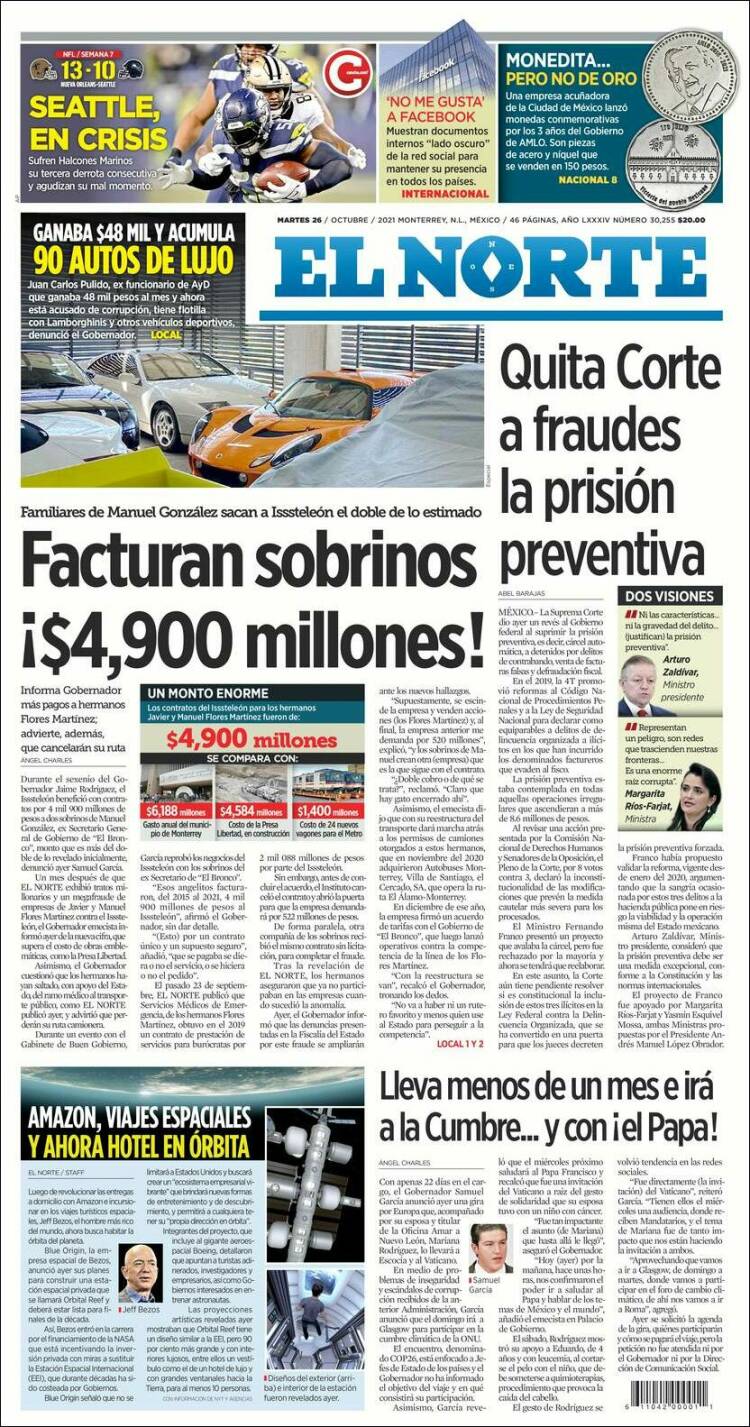 Portada de El Norte (México)