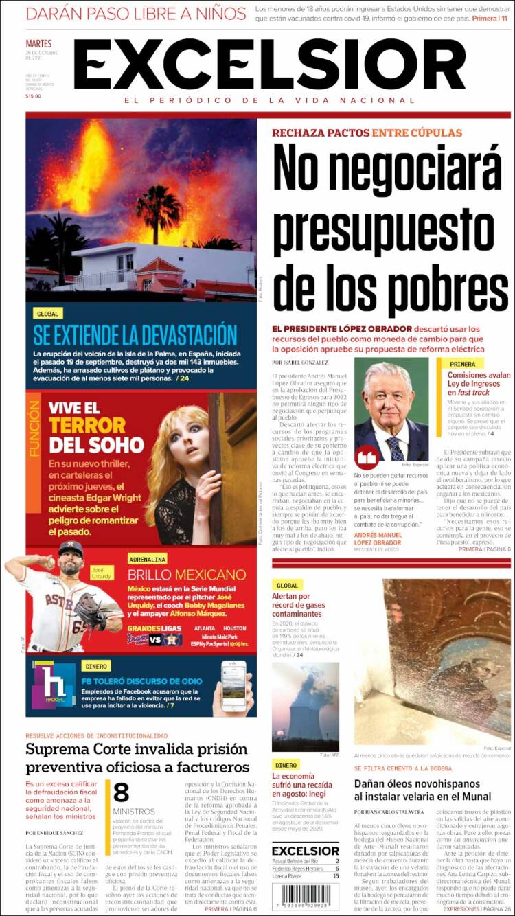 Portada de Excelsior (México)