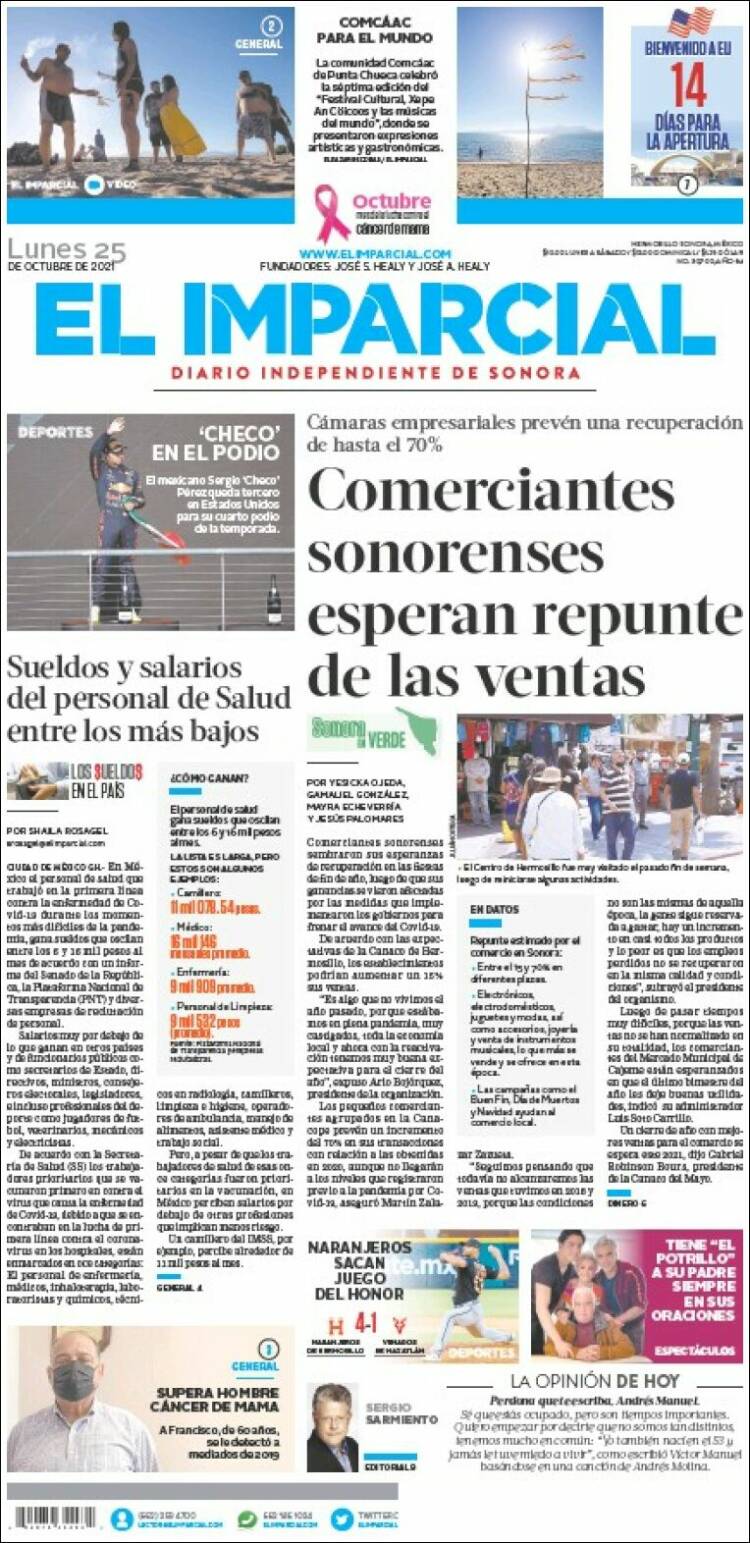 Portada de El Imparcial (México)