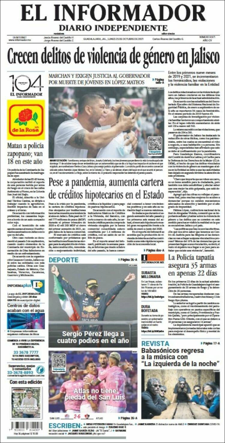 Portada de El Informador (México)