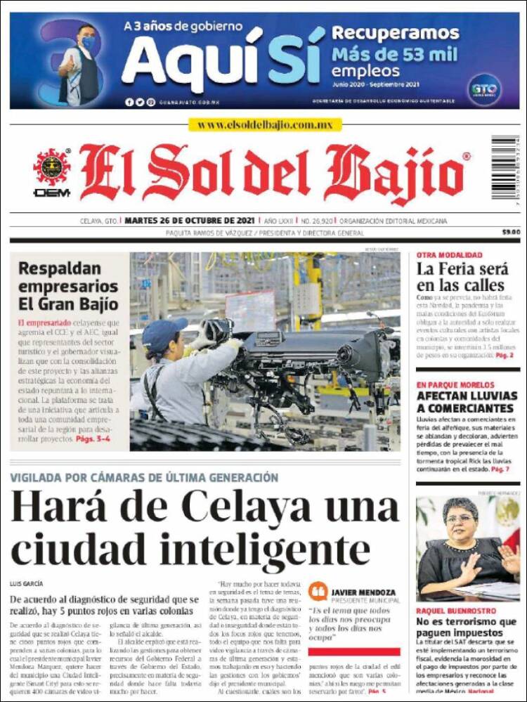 Portada de El Sol del Bajio (México)