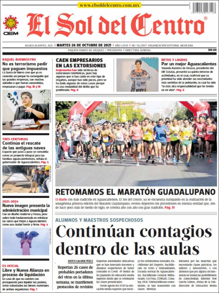 Portada de El Sol del Centro (México)