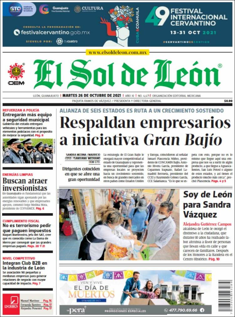 Portada de El Sol de León (México)