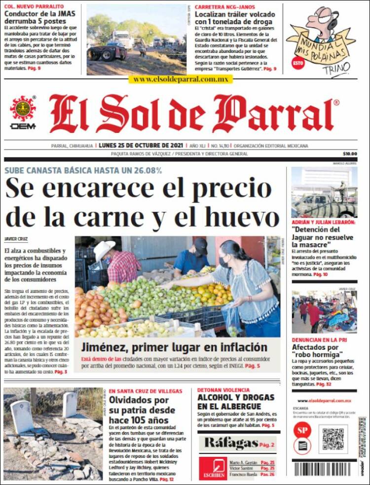Portada de El Sol de Parral (México)
