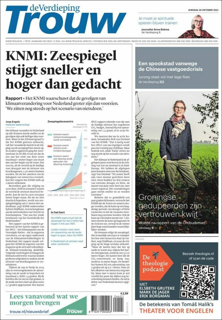 Portada de Trouw (Pa&iacute;ses Bajos)