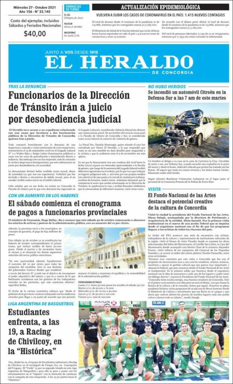 Portada de El Heraldo de Concordia (Argentina)