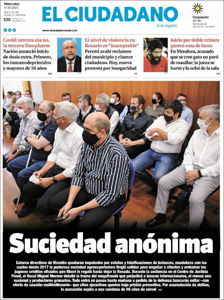 Portada de Diario El Ciudadano (Argentina)