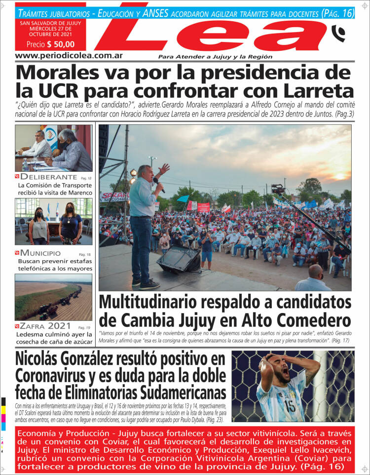 Portada de Periódico Lea (Argentina)