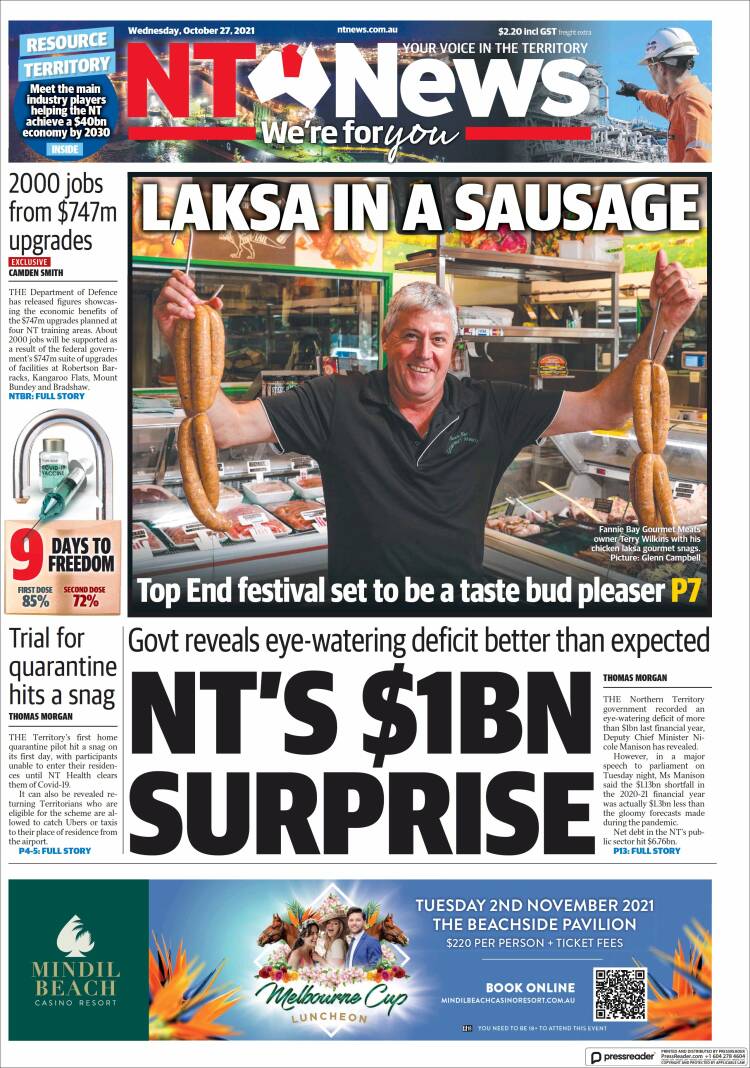 Portada de Northern Territory News (Australia)