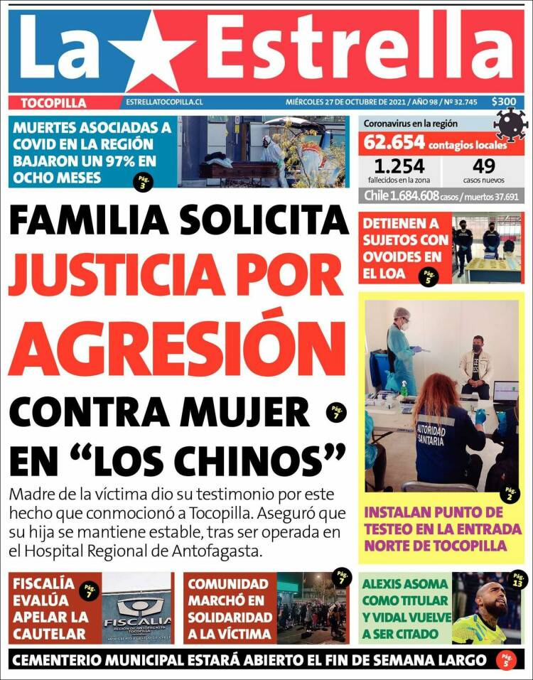 Portada de La Estrella de Tocopilla (Chile)