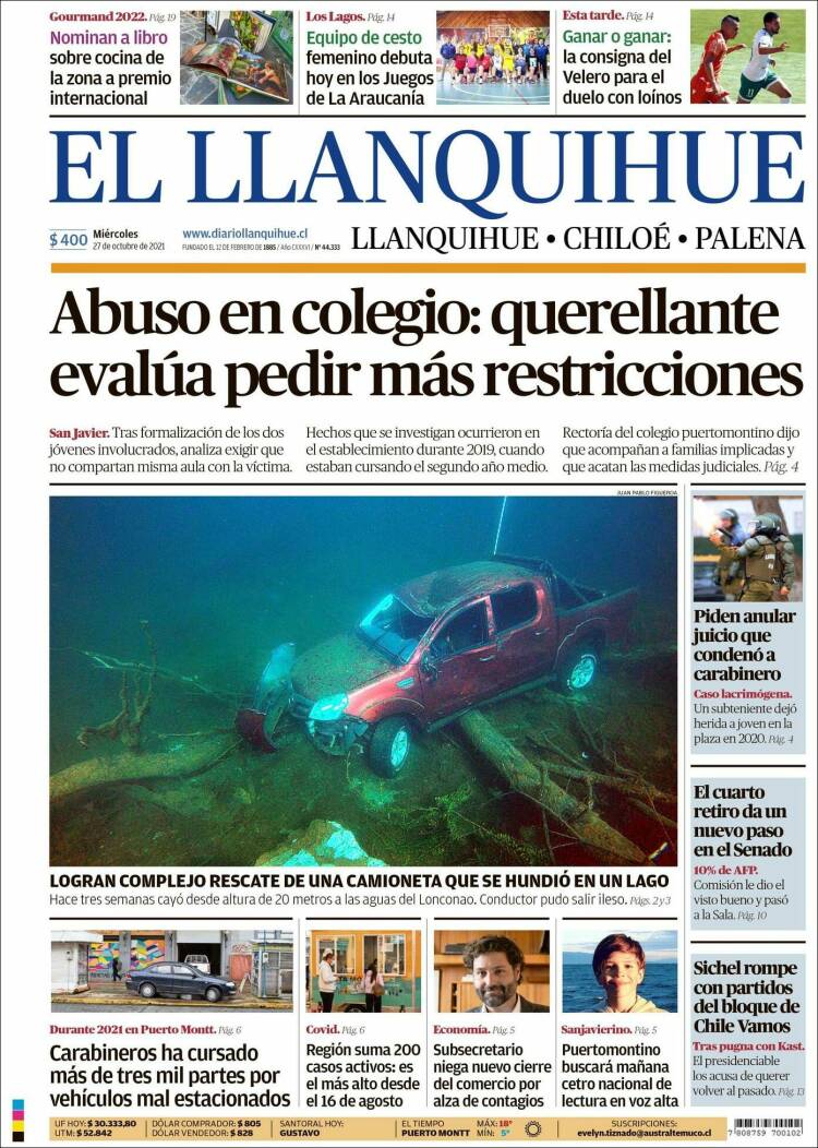 Portada de El Llanquihue (Chile)