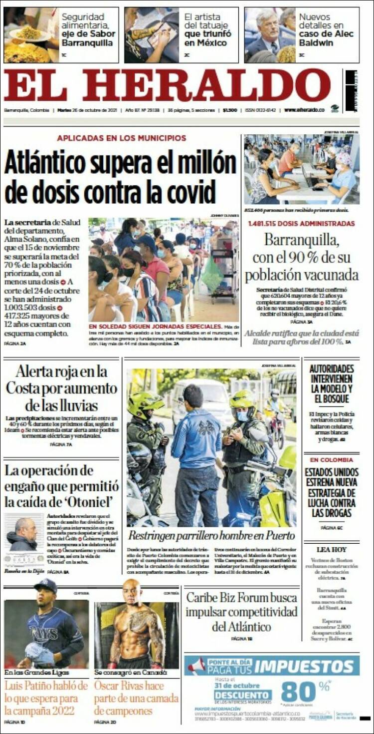 Portada de El Heraldo (Colombia)