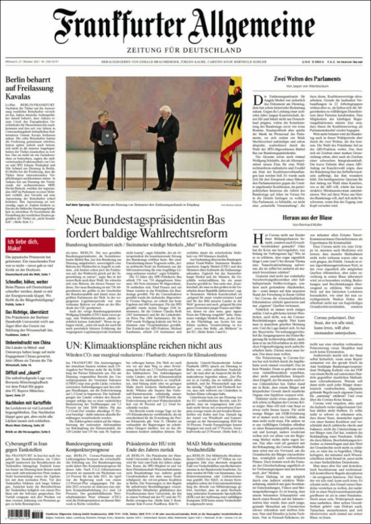 Portada de Frankfurter Allgemeine (Alemania)