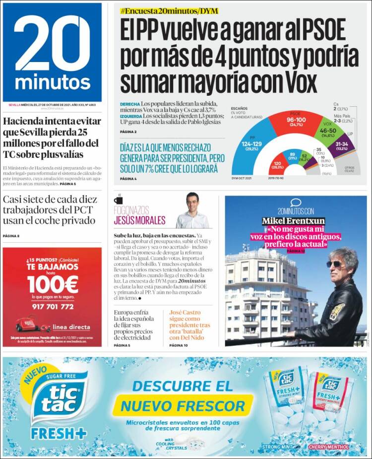 Portada de 20 Minutos - Sevilla (Espa&ntilde;a)