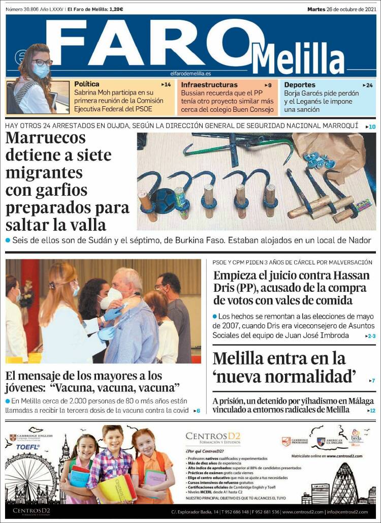 Portada de El Faro de Melilla (Espa&ntilde;a)