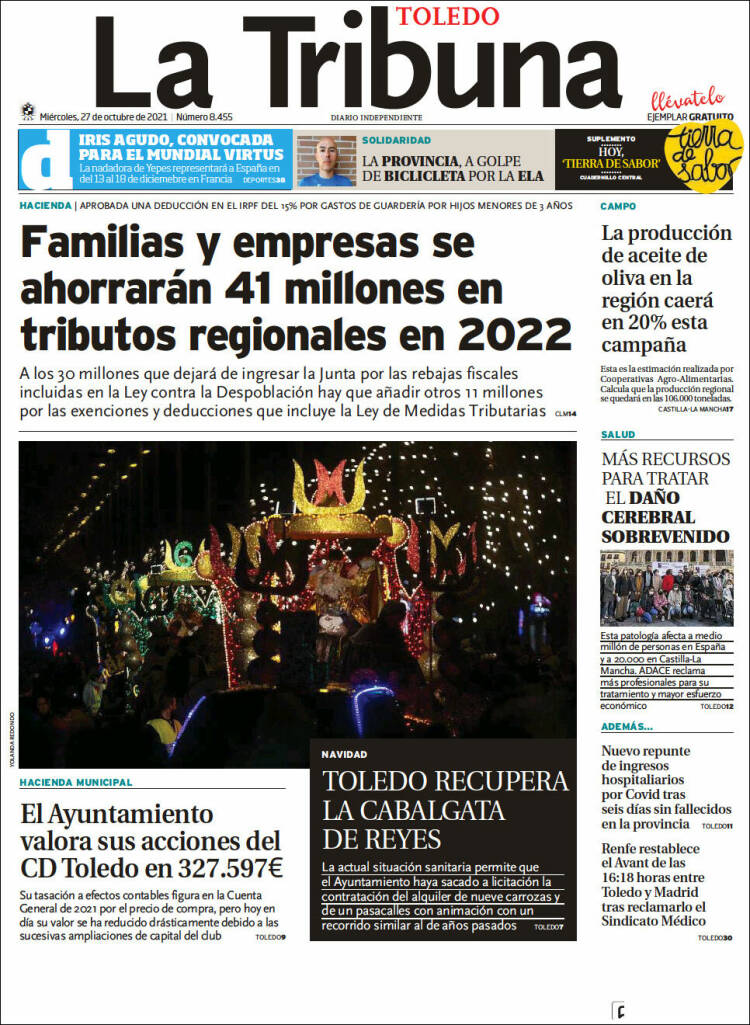 Portada de La Tribuna de Toledo (Espa&ntilde;a)