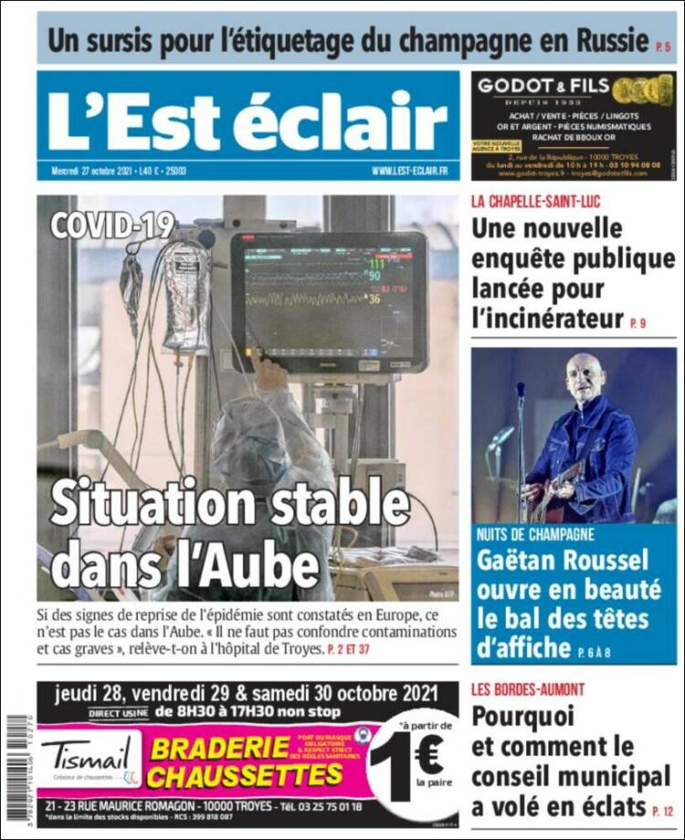 Portada de L'Est Eclair (Francia)