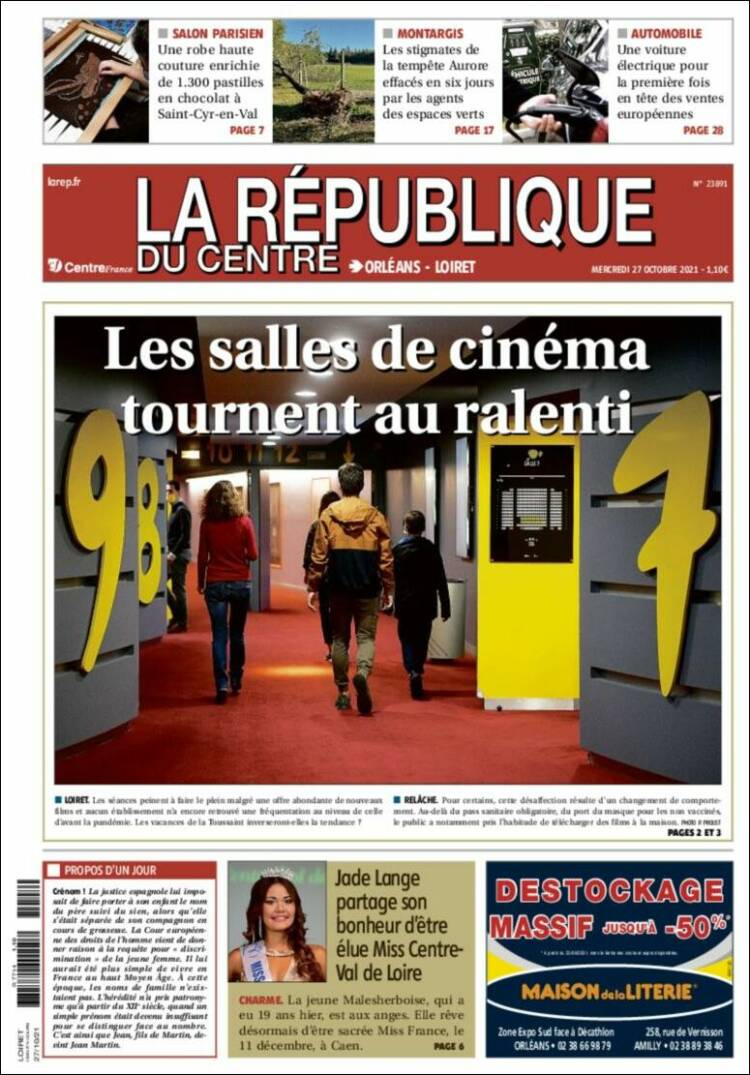 Portada de La République du Centre (Francia)