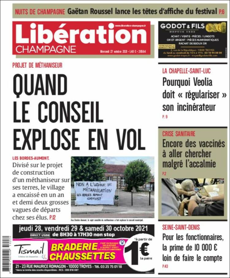 Portada de Libération Champagne (Francia)