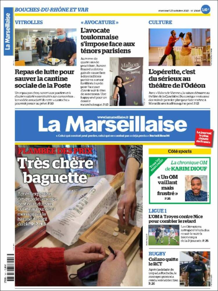 Portada de La Marseillaise (Francia)
