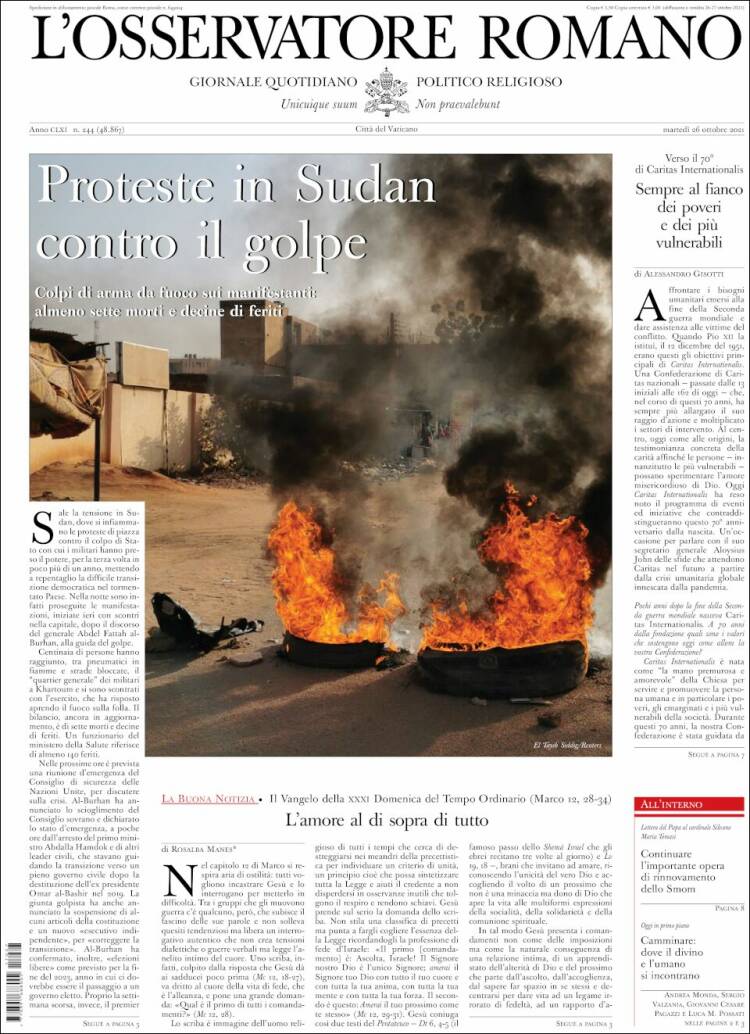 Portada de L'Osservatore Romano (Italy)
