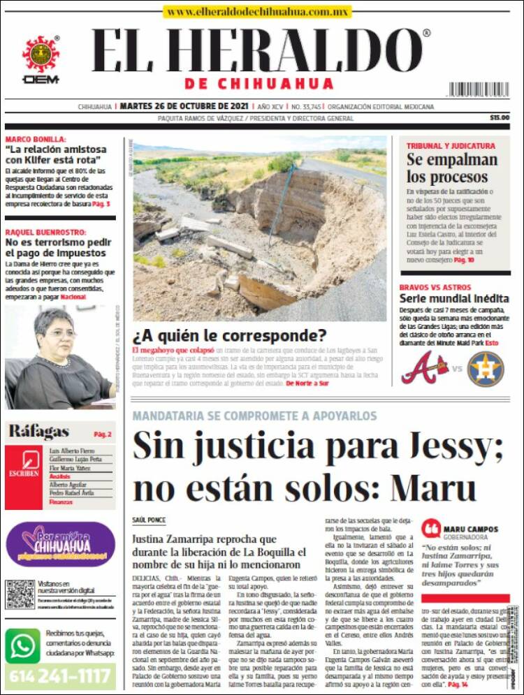 Portada de El Heraldo de Chihuahua (M&eacute;xico)