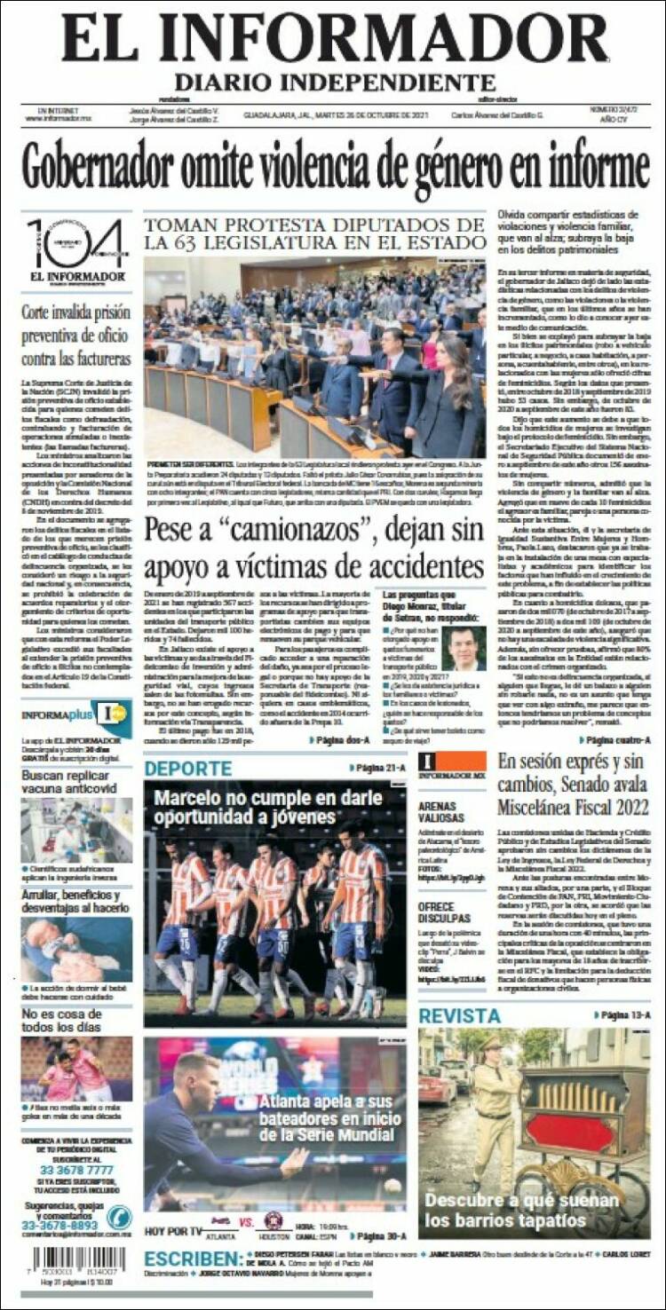 Portada de El Informador (M&eacute;xico)