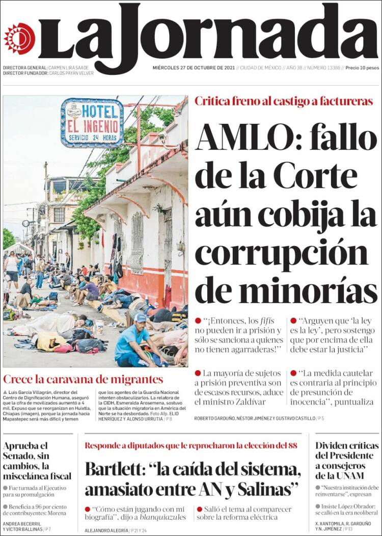 Portada de La Jornada (M&eacute;xico)