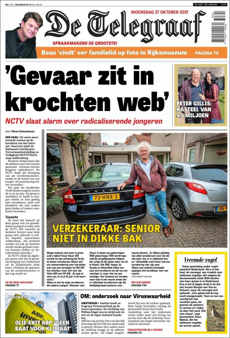 Portada de De Telegraaf (Pa&iacute;ses Bajos)