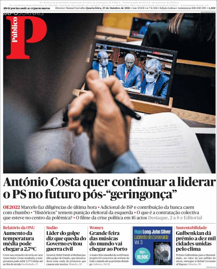 Portada de Público (Portugal)