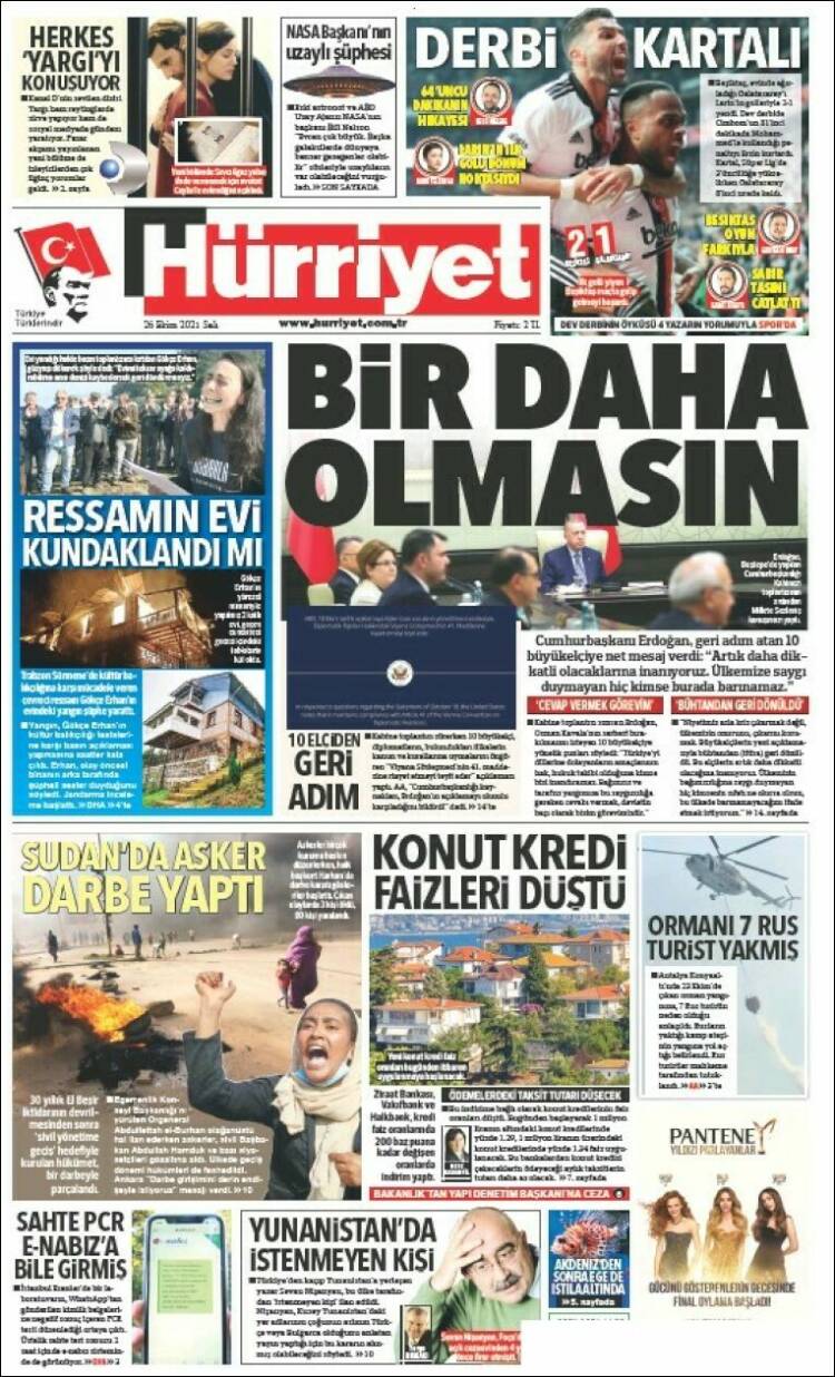 Portada de Hürriyet (Turqu&iacute;a)