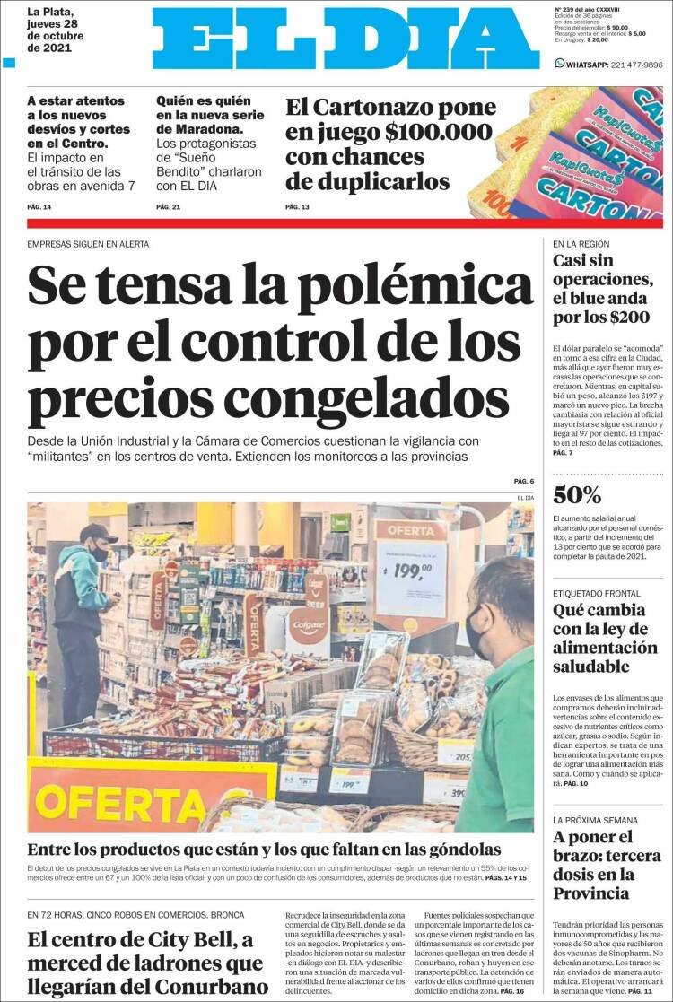 Portada de El Día de la Plata (Argentina)