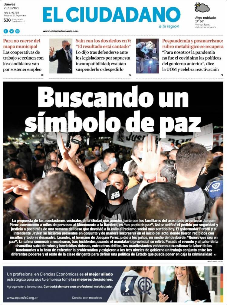 Portada de Diario El Ciudadano (Argentina)