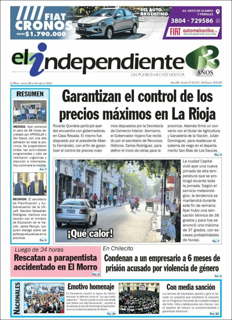 Portada de El Independiente (Argentina)