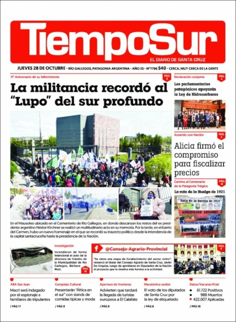 Portada de Tiempo Sur (Argentina)