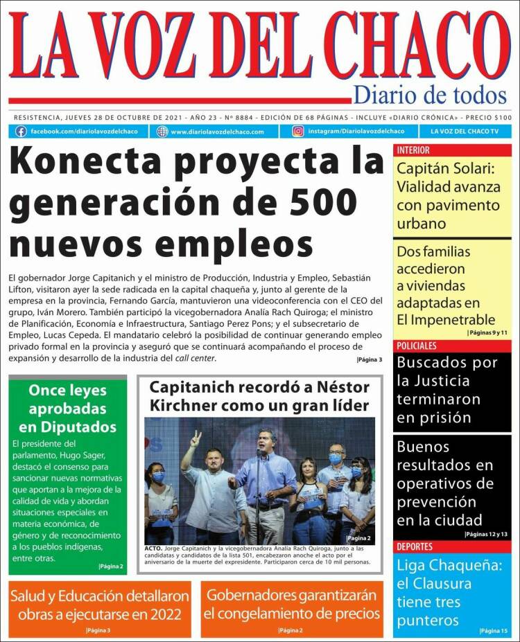 Portada de La Voz del Chaco (Argentina)